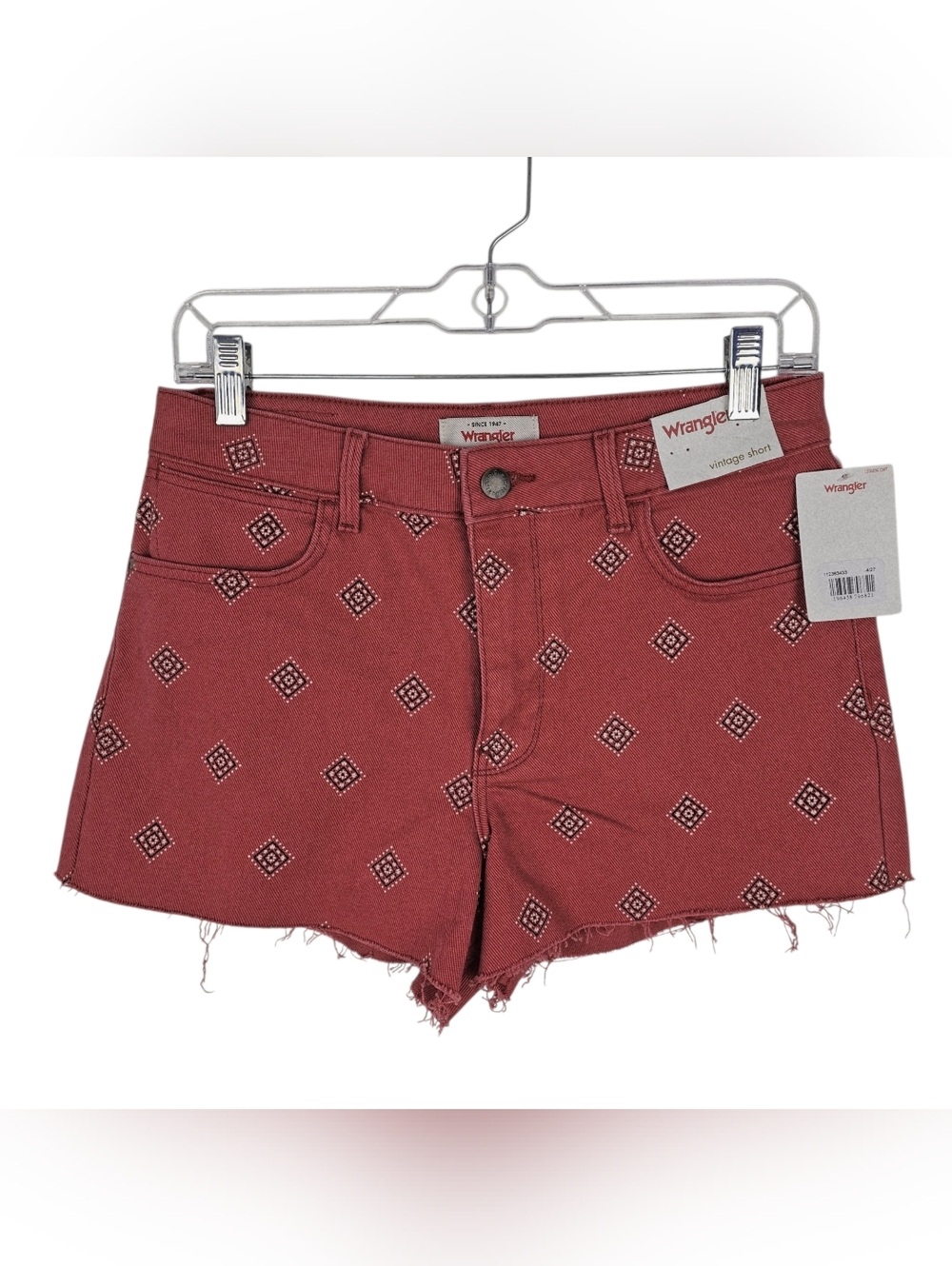 Wrangler Red Bandana Print Western Mid-Rise Vintage Jean Shorts NWT
